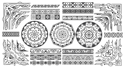 Vintage Decorative Borders & Frames – Classic Floral and Geometric Patterns