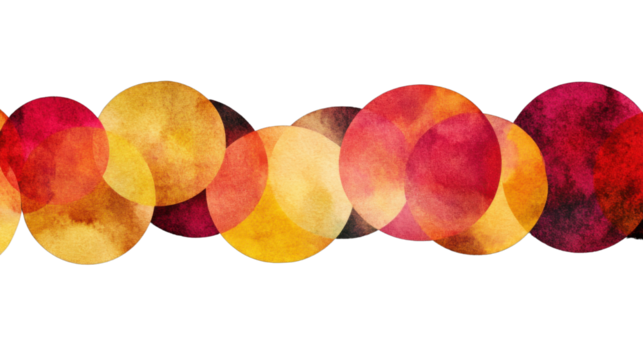 artistic arrangement of overlapping watercolor circle isolated on white background