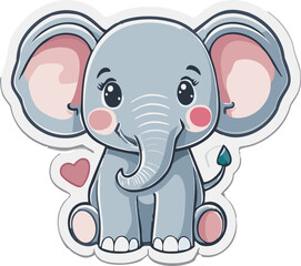 elephant, animal, cartoon, vector, illustration, baby, mammal, character, pink, fun, cute, safari, funny, isolated, drawing, wildlife, wild, art, nature, gray, love, trunk, zoo, happy, clipart