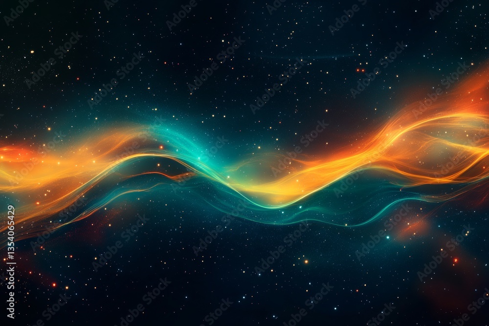 Poster dynamic neon waves a sleek digital design with continuous flow and vibrant colors