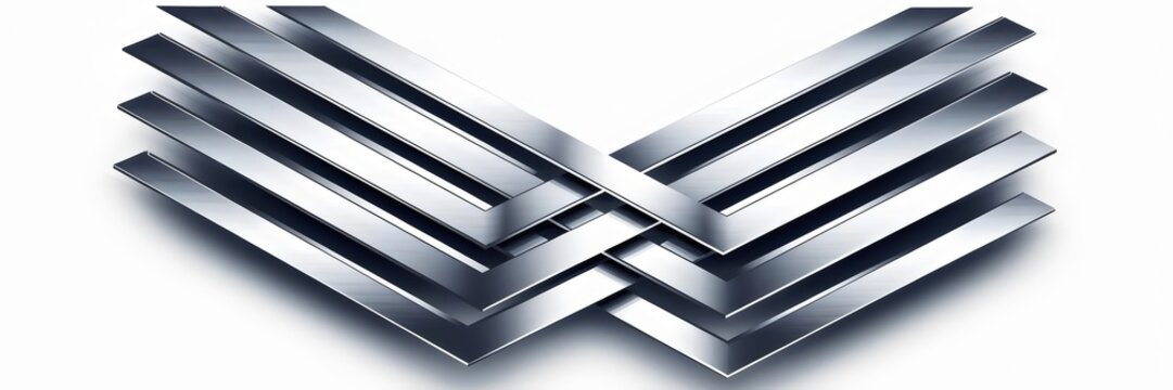 Modern metallic parallelogram symbol with layered design on white background