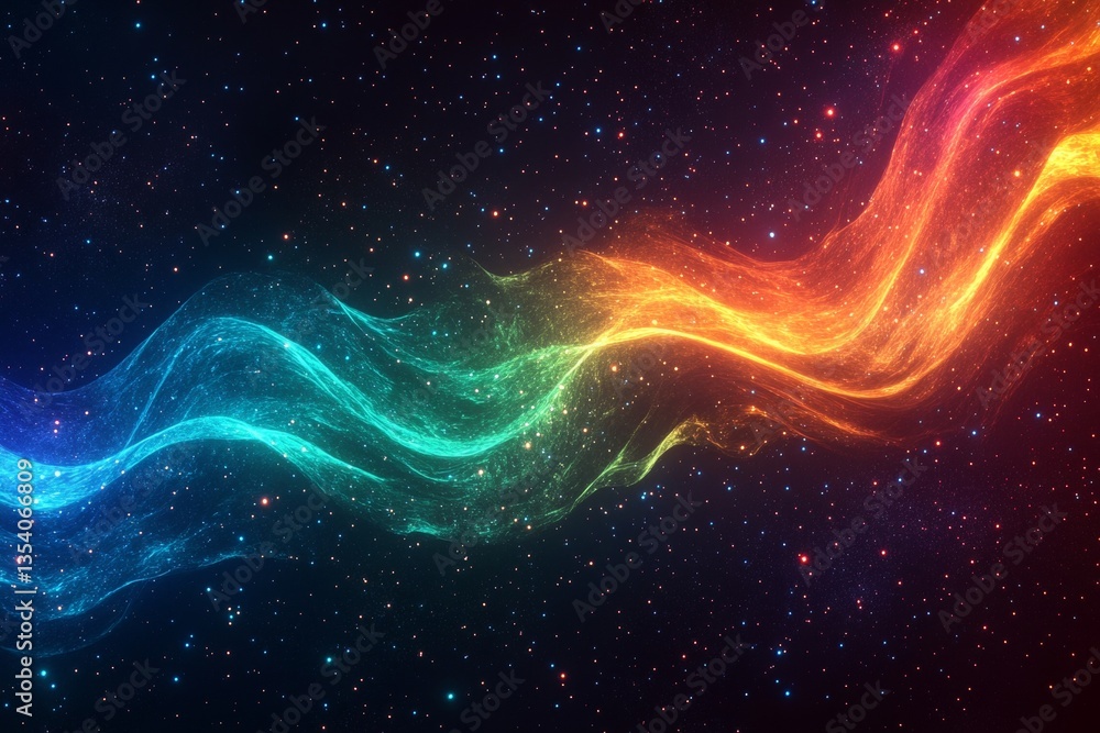 Poster sleek digital design showcasing a continuous flow of vibrant neon waves in motion