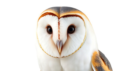 Barn Owl Portrait isolated on transparent background.