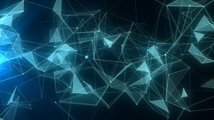 Global network connections. Abstract neural networks cyberspace. Futuristic grid artificial intelligence. Technology cyber dynamic. 3D rendering.