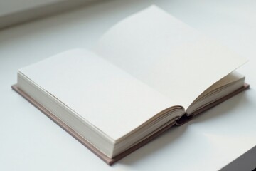 Minimalist vertical photo album with blank pages in white background , whitespace, blank pages, photography