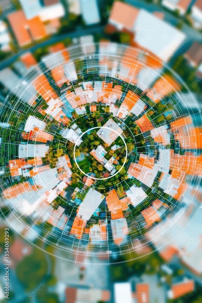 Canvas Prints a floating digital map showing financial potential in various neighborhoods