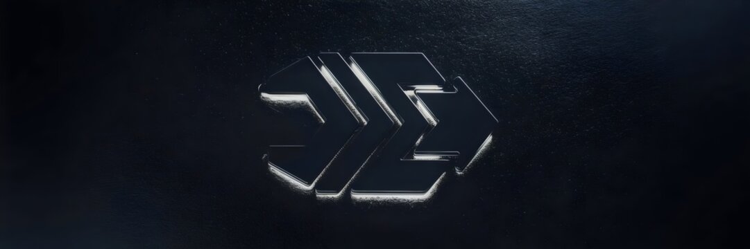 Dark sleek Split Arrows symbol with neon accents and motion blur on gradient surface &ndash; Ideal for tech branding, digital art, or futuristic design.