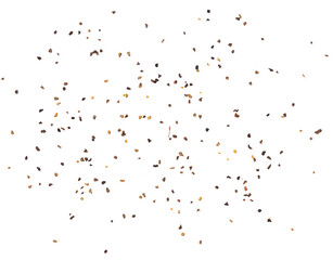 Black ground pepper scattered, spice in summer isolated on white clipping path