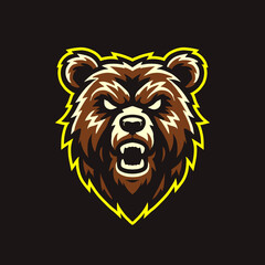 simple vector illustration logo sport of angry grizzly bear	