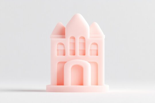 Pink miniature house model, simple and elegant design