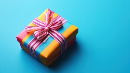 Colorful Gift Box for Children's Birthday Celebration on Vibrant Background