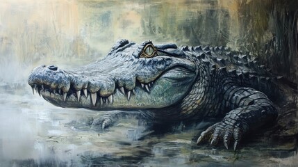 Obraz premium majestic alligator in swampy habitat
