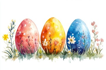 Beautiful Watercolor Easter Egg Illustration Isolated on White Background with Clean Lines