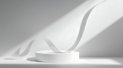 White color background with small podium, 골드, 베이지, 화이트, 단상, 포디움 08