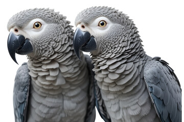 Obraz premium Close-up Portrait of Two Beautiful Gray Parrots Together