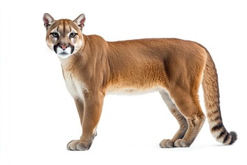 Obraz premium Portrait of cougar standing isolate on white background