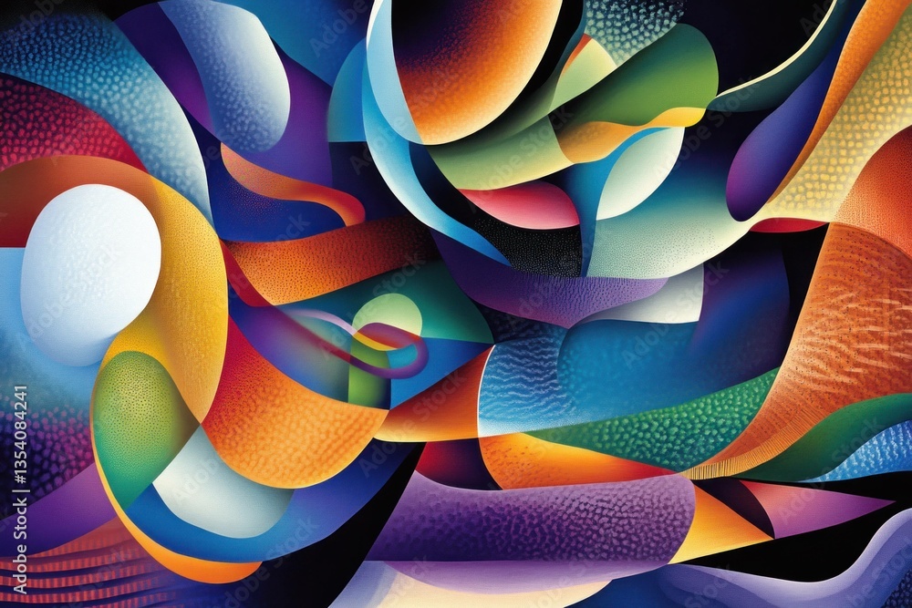 Poster abstract colorful wave patterns in vibrant hues conveying movement and emotion, designed for modern 