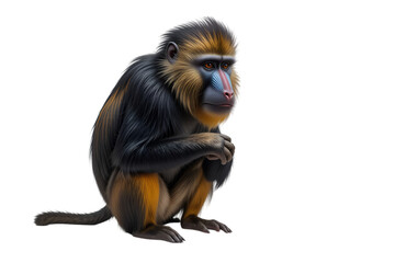 Obraz premium Detailed Illustration of a Sitting Baboon with a Colorful Face