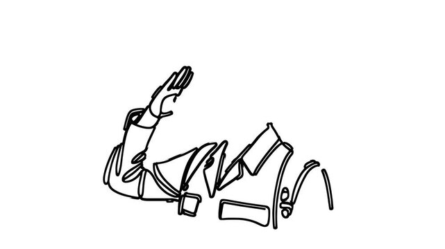 saluting female soldier minimalist line drawing animation
