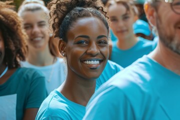 Diverse group of volunteers at community charity event