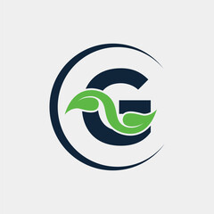 G Letter With Minimalist Leaf Logo