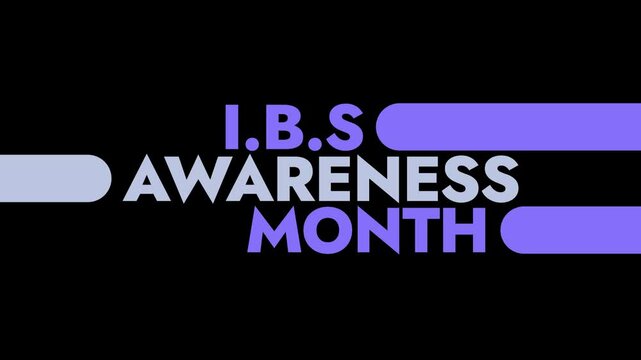 I.B.S Awareness Month colorful motion graphics seamlessly loopable text animation on a white or black background great for celebrating awareness for IBS awareness month