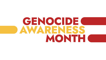 Genocide Awareness Month colorful text typography on white or black background banner illustration great for wishing and celebrating awareness for Happy Genocide Awareness Month