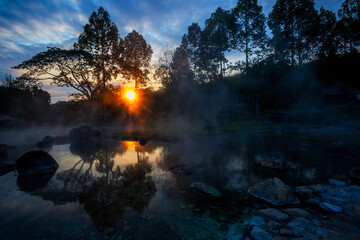 Mornimg or sunrise time at Chae Son National Park, Chae Son National Park is the hot spring travel location.