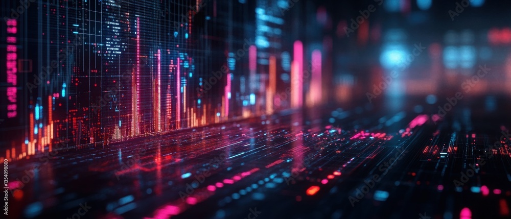 Poster ai driven finance concept with digital currency visuals and data patterns