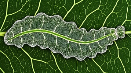 Fototapeta premium Leaf Skeleton on Green Leaf Background