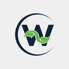 W Letter With Minimalist Leaf Logo