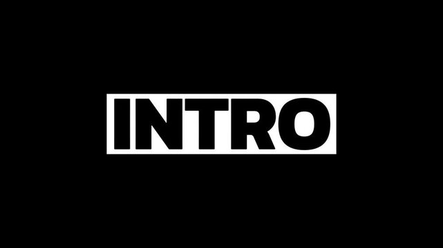 Intro text animation on black screen background.