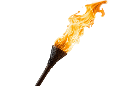 Illuminating Flame on a Decorative Torch Against Dark Background