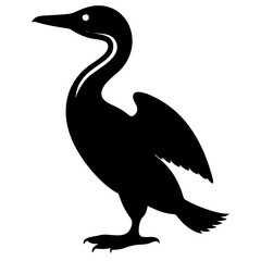 silhouette of a cormorant bird 