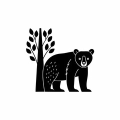 Naklejka premium creative details Bear Standing Next to a Tree Icon vector illustration