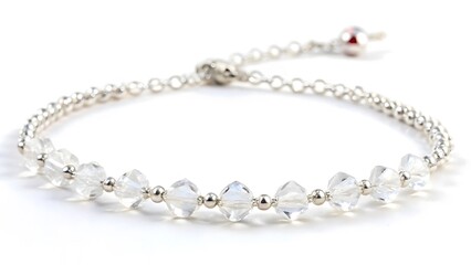 Obraz premium White Stone Bracelet with Silver Chain