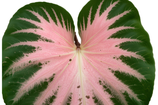 Heart-Shaped Leaf with Green and Pink Pattern in Nature