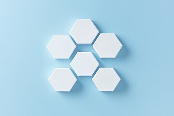 Abstract hexagonal shapes on light blue background
