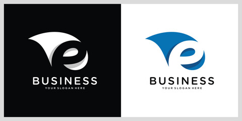 Initial E letter logo design vector template