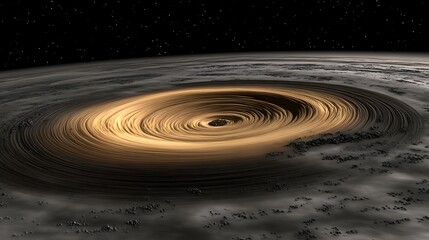 A celestial scene featuring a swirling vortex of bright light