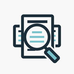 Magnifying glass over documents