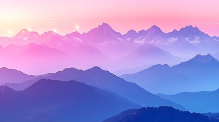 Fototapeta premium Stunning landscape depicting layered mountains and a colorful evening sky