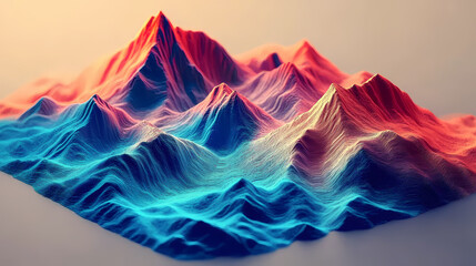 3D Render of Colorful Mountains with Abstract Design