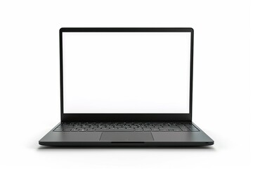 Modern Laptop with White Screen Isolated on White Background Template Mock Up