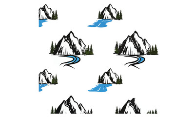 mountain silhouette icon vector