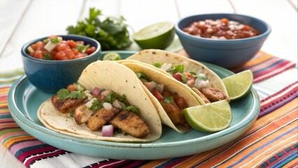 Delicious Grilled Fish Tacos with Salsa and Lime