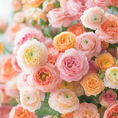 Pastel Ranunculus Flower Bouquet.