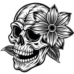 Skull in retro vintage style. Vector illustration.