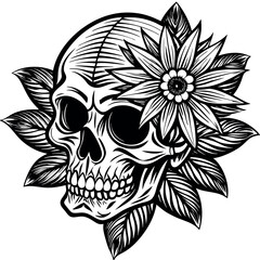 Skull in retro vintage style. Vector illustration.