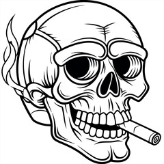 Skull in retro vintage style. Vector illustration.